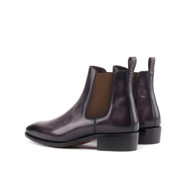 DapperFam Monza in Aubergine Men's Hand-Painted Patina Chelsea Boot in #color_