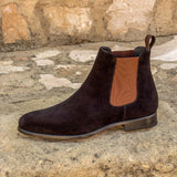 DapperFam Monza in Black / Dark Brown Men's Lux Suede & Italian Full Grain Leather Chelsea Boot in #color_