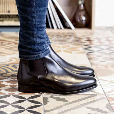 DapperFam Monza in Black Men's Italian Leather Chelsea Boot in #color_