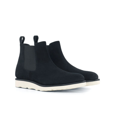 DapperFam Monza in Black Men's Lux Suede Chelsea Boot in Black #color_ Black