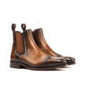 DapperFam Monza in Brown Men's Hand-Painted Patina Chelsea Boot in Brown #color_ Brown