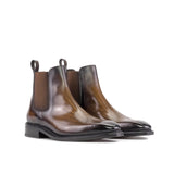 DapperFam Monza in Brown Men's Hand-Painted Patina Chelsea Boot in Brown #color_ Brown