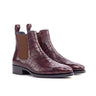 DapperFam Monza in Burgundy Men's Italian Croco Embossed Leather Chelsea Boot in Burgundy #color_ Burgundy