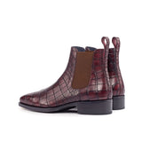 DapperFam Monza in Burgundy Men's Italian Croco Embossed Leather Chelsea Boot in #color_