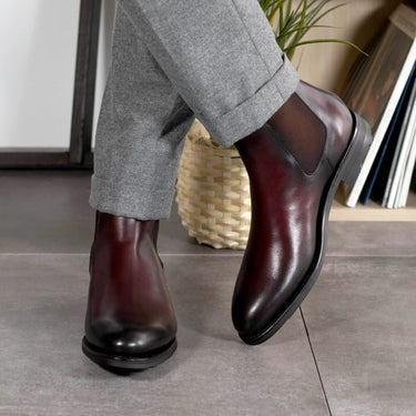 DapperFam Monza in Burgundy Men's Italian Leather Chelsea Boot in #color_