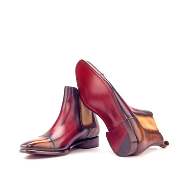 DapperFam Monza in Cognac / Burgundy Men's Hand-Painted Patina Chelsea Boot in #color_