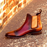 DapperFam Monza in Cognac / Burgundy Men's Hand-Painted Patina Chelsea Boot in #color_