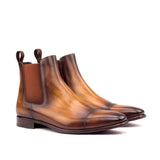 DapperFam Monza in Cognac Men's Hand-Painted Patina Chelsea Boot in Cognac #color_ Cognac