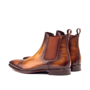 DapperFam Monza in Cognac Men's Hand-Painted Patina Chelsea Boot in #color_