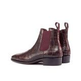 DapperFam Monza in Dark Brown / Burgundy Men's Italian Croco Embossed Leather Chelsea Boot in #color_