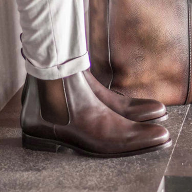 DapperFam Monza in Dark Brown Men's Italian Leather Chelsea Boot in #color_