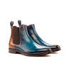 DapperFam Monza in Denim / Brown Men's Hand-Painted Patina Chelsea Boot in Denim / Brown #color_ Denim / Brown