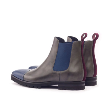 DapperFam Monza in Grey / Navy / Wine Men's Italian Leather & Italian Suede Chelsea Boot in #color_