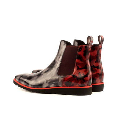 DapperFam Monza in Grey Camo / Burgundy Camo Men's Hand-Painted Patina Chelsea Boot in #color_