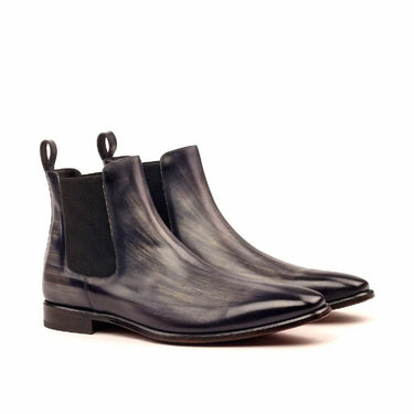 DapperFam Monza in Grey Men's Hand-Painted Patina Chelsea Boot in Grey #color_ Grey