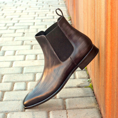 DapperFam Monza in Grey Men's Hand-Painted Patina Chelsea Boot in #color_