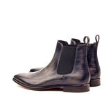 DapperFam Monza in Grey Men's Hand-Painted Patina Chelsea Boot in #color_