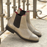 DapperFam Monza in Grey Men's Italian Full Grain Leather Chelsea Boot in #color_