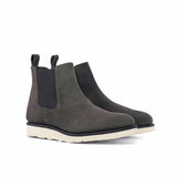 DapperFam Monza in Grey Men's Lux Suede Chelsea Boot in Grey #color_ Grey