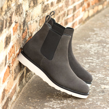 DapperFam Monza in Grey Men's Lux Suede Chelsea Boot in #color_