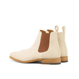 DapperFam Monza in Ivory Men's Italian Suede Chelsea Boot in #color_