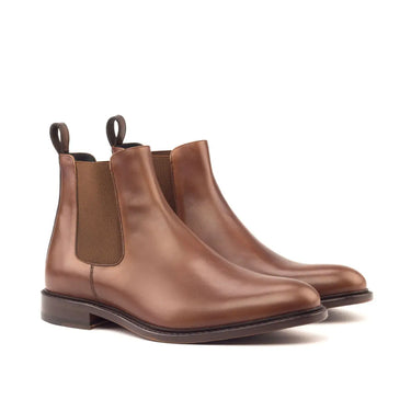 DapperFam Monza in Med Brown / Dark Brown Men's Italian Leather Chelsea Boot in Med Brown / Dark Brown #color_ Med Brown / Dark Brown