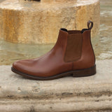 DapperFam Monza in Med Brown / Dark Brown Men's Italian Leather Chelsea Boot in #color_