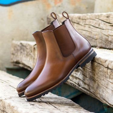 DapperFam Monza in Med Brown Men's Italian Leather Chelsea Boot in #color_