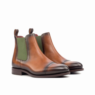 DapperFam Monza in Med Brown Men's Italian Leather Chelsea Boot in Med Brown #color_ Med Brown