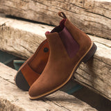 DapperFam Monza in Med Brown Men's Lux Suede Chelsea Boot in #color_