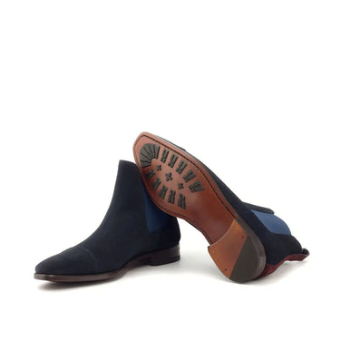 DapperFam Monza in Navy / Burgundy Men's Lux Suede Chelsea Boot in #color_