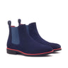 DapperFam Monza in Navy Men's Italian Suede Chelsea Boot in Navy #color_ Navy