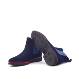 DapperFam Monza in Navy Men's Italian Suede Chelsea Boot in #color_