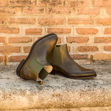 DapperFam Monza in Olive Men's Italian Leather Chelsea Boot in #color_