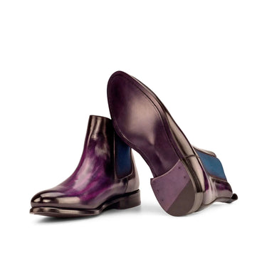 DapperFam Monza in Purple / Denim Men's Hand-Painted Patina Chelsea Boot in #color_