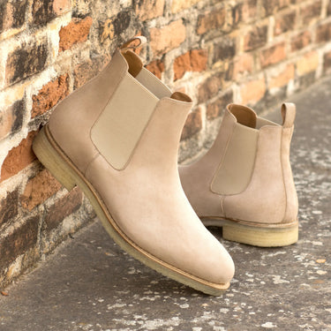 DapperFam Monza in Taupe Men's Italian Suede Chelsea Boot in #color_