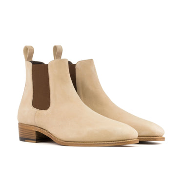 DapperFam Monza in Taupe Men's Italian Suede Chelsea Boot in Taupe #color_ Taupe