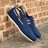 DapperFam Nauticus in Jeans Men's Sartorial Boat Shoe in #color_