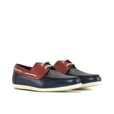 DapperFam Nauticus in Navy / Red Men's Italian Leather Boat Shoe in Navy / Red D - Standard Width #color_ Navy / Red D - Standard Width