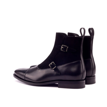 DapperFam Octavian in Black Men's Italian Leather & Italian Suede Buckle Boot in #color_