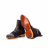 DapperFam Octavian in Black Men's Lux Suede & Italian Leather Buckle Boot in #color_