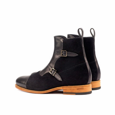 DapperFam Octavian in Black Men's Lux Suede & Italian Leather Buckle Boot in #color_