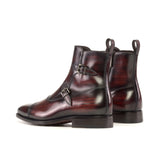 DapperFam Octavian in Burgundy Men's Hand-Painted Patina Buckle Boot in #color_