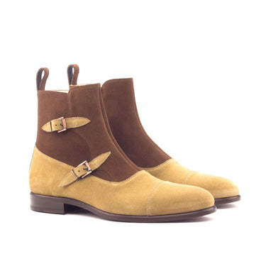 DapperFam Octavian in Camel / Med Brown Men's Lux Suede Buckle Boot in Camel / Med Brown #color_ Camel / Med Brown