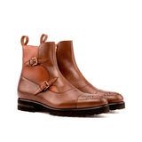 DapperFam Octavian in Cognac / Med Brown Men's Italian Leather Buckle Boot in Cognac / Med Brown #color_ Cognac / Med Brown