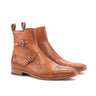 DapperFam Octavian in Cognac Men's Italian Leather Buckle Boot in Cognac #color_ Cognac