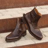 DapperFam Octavian in Dark Brown Men's Italian Leather Buckle Boot in #color_