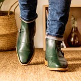 DapperFam Octavian in Forest Men's Italian Leather Buckle Boot in #color_