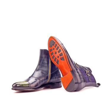 DapperFam Octavian in Grey / Purple / Khaki Men's Hand-Painted Patina Buckle Boot in #color_