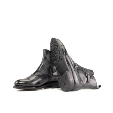 DapperFam Octavian in Grey Men's Hand-Painted Patina Buckle Boot in #color_